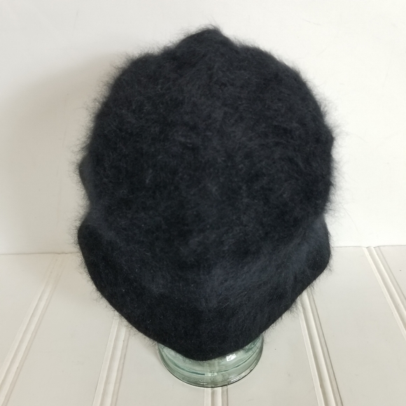 Bucket Hat Black Angora Rabbit Fur Winter Streetwear - Picture 3 of 12